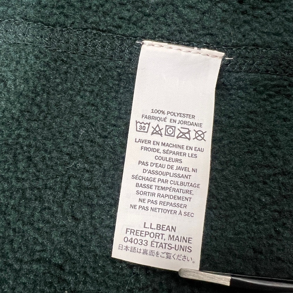 LL Bean Men's Large Fleece Vest Green Slightly Fitted Zip Up Pockets - Picture 6 of 6